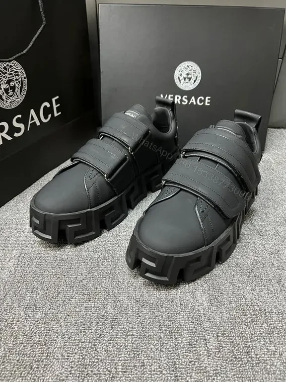View 9 of Versace Black Calf Leather High-Tops with Dual Velcro Straps