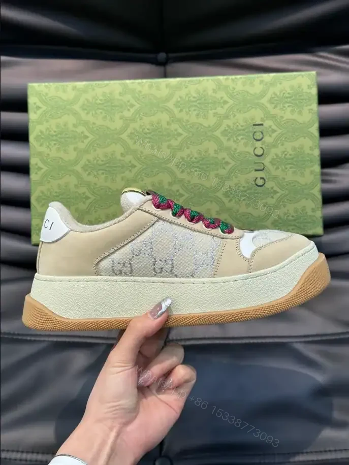 View 2 of GUCCI SCREENER TRAINER SNEAKERS WHITE GG LAME CANVAS – GC173