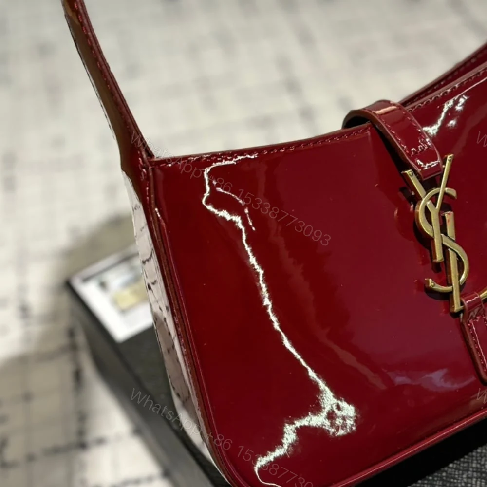View 7 of Saint Laurent Le 5 A 7 Patent Hobo Bag In Shiny Wine Red 25Cm