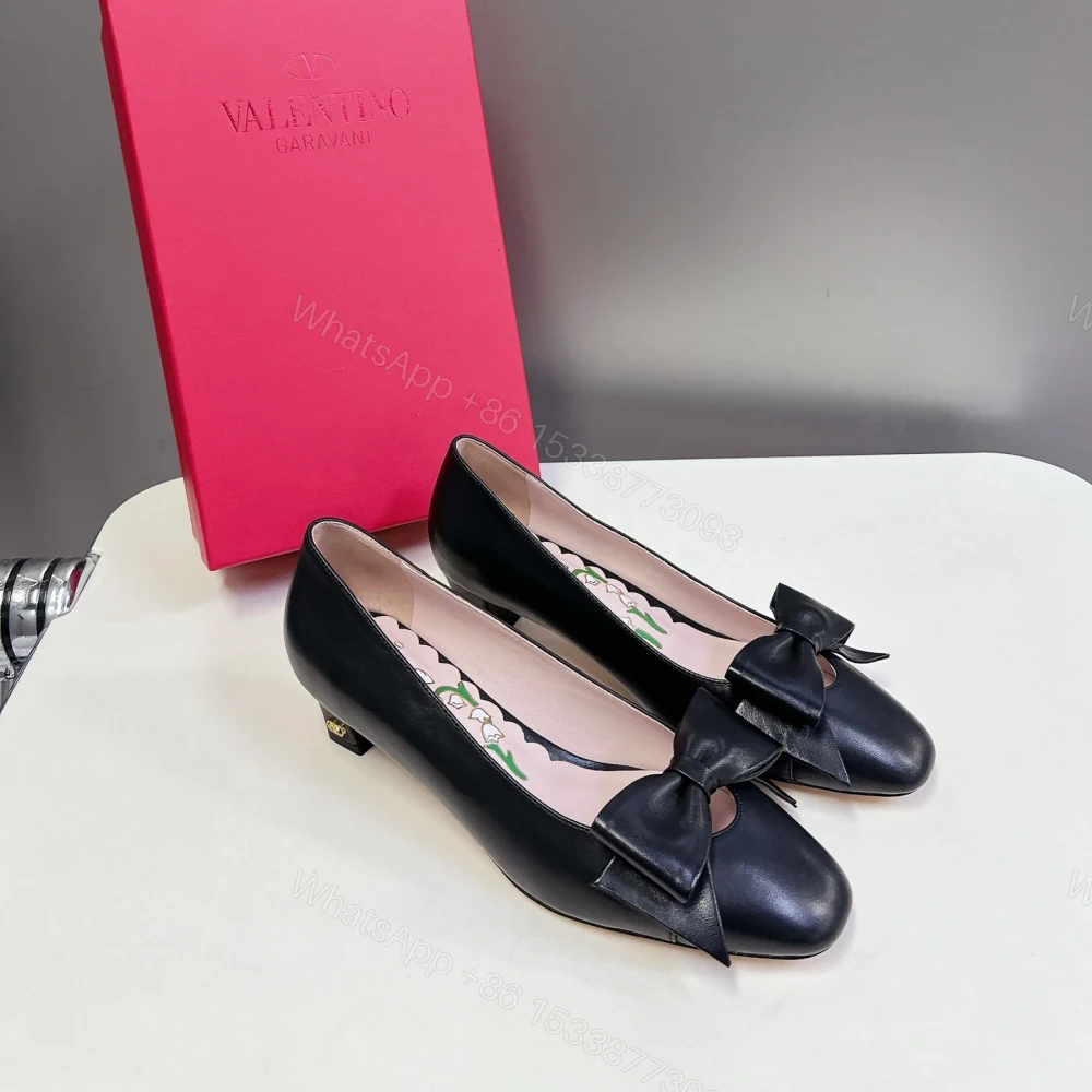 View 2 of 高仿Valentino*6W2S0LB蝴蝶結高踭鞋黑色4.5CM免檢版