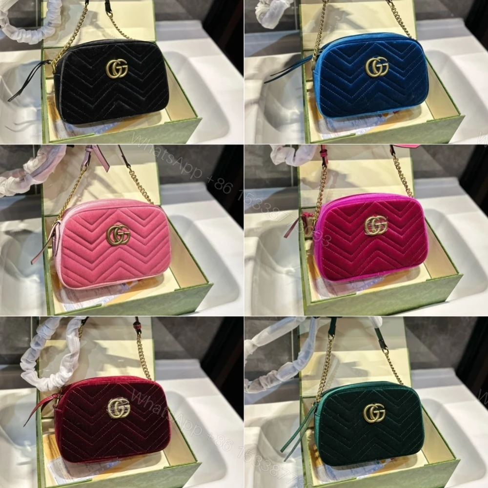 View 3 of Gucci GG Marmont Small Camera Bag Velvet Wine Red 23Cm