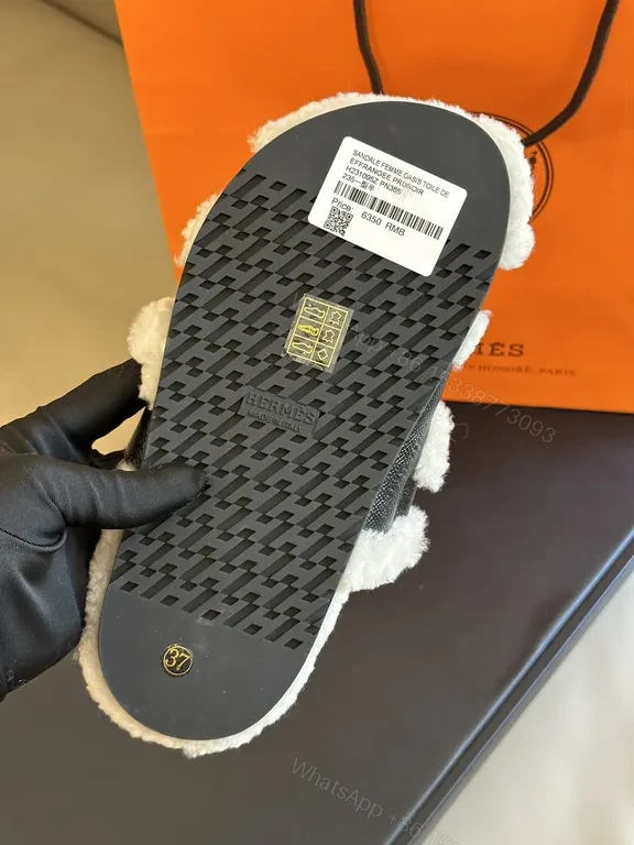 View 2 of Charcoal Leather Shearling Slides - Luxe Everyday Comfort