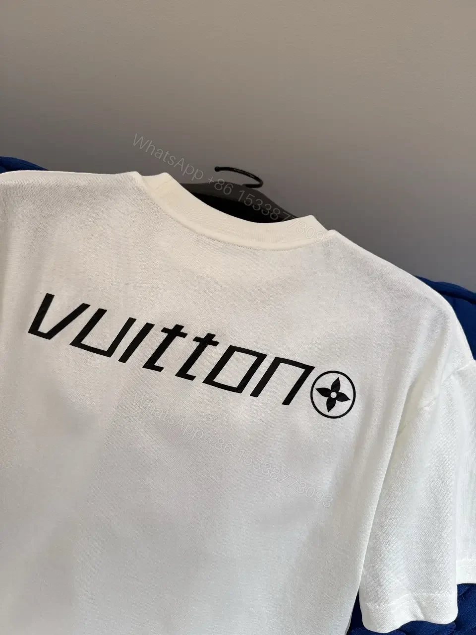 View 7 of White Cotton Tee with Bold Designer Logo Graphic Accent Shirt