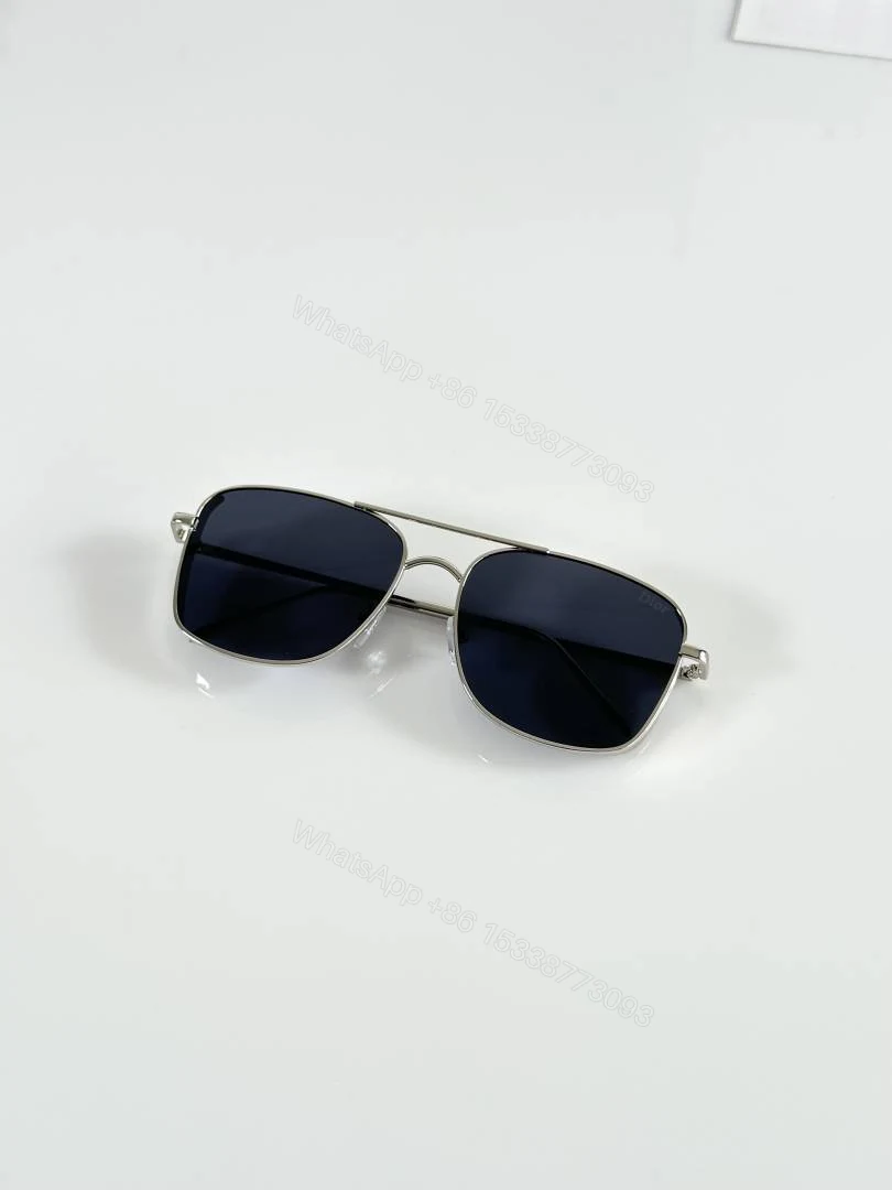 View 3 of First Copy Dior Square Black Lens Sunglasses Metal Frame Unisex UV Protection