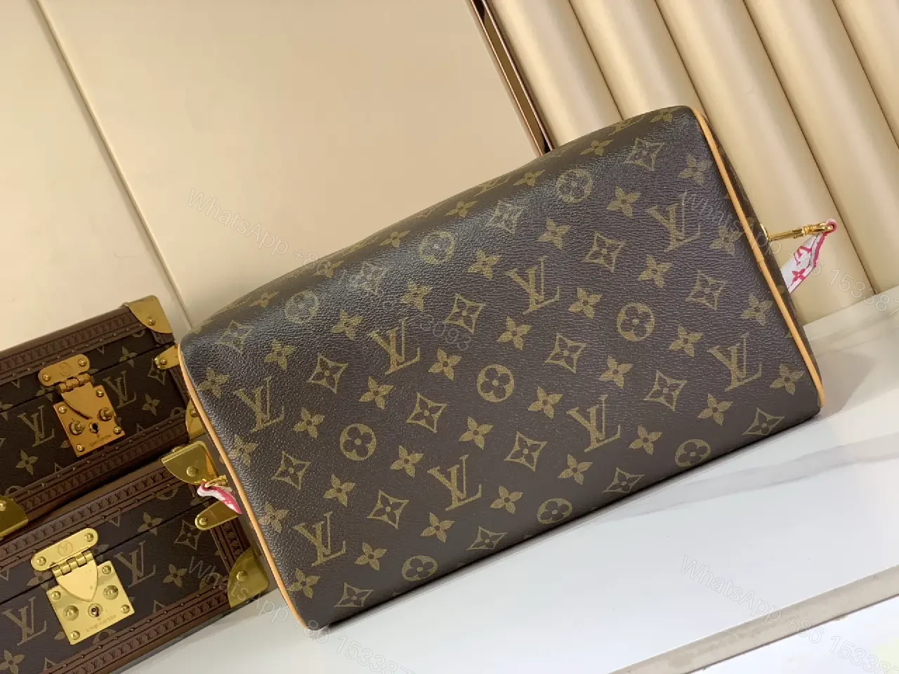 View 3 of Statement Monogram Satchel: Bold Texture & Practical Luxury