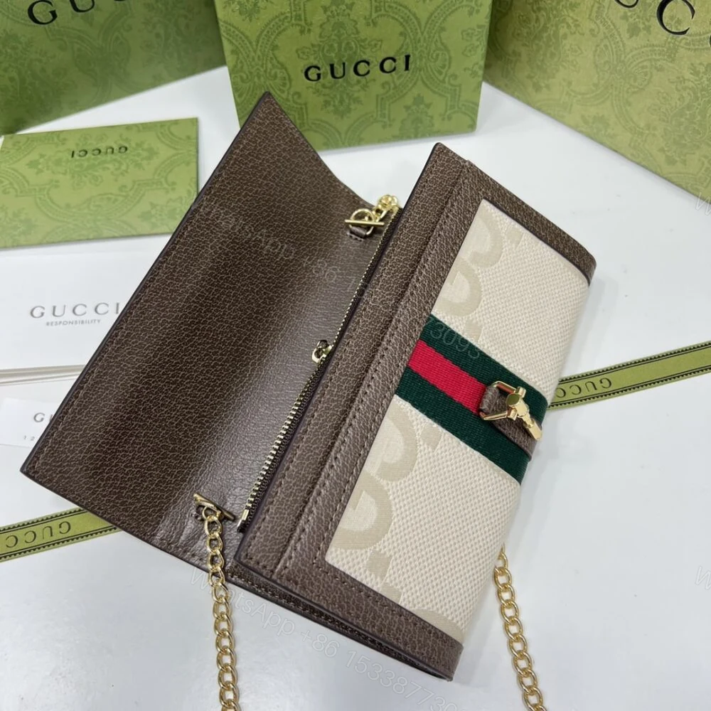 View 8 of Gucci Jackie 1961 Chain Wallet Beige and Brown 19Cm 652681 HUHHG 8565