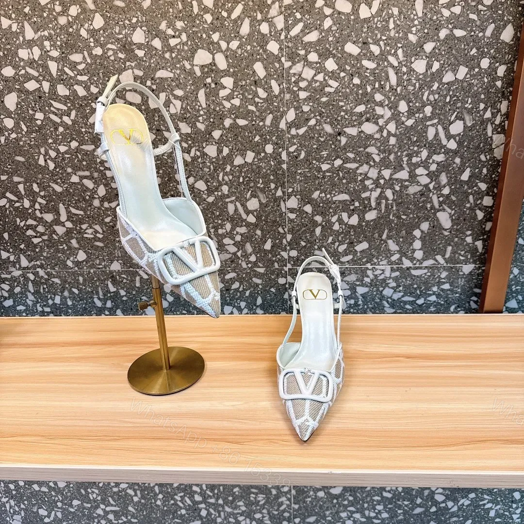 View 3 of Valentino Women White Mesh Slingback Pumps