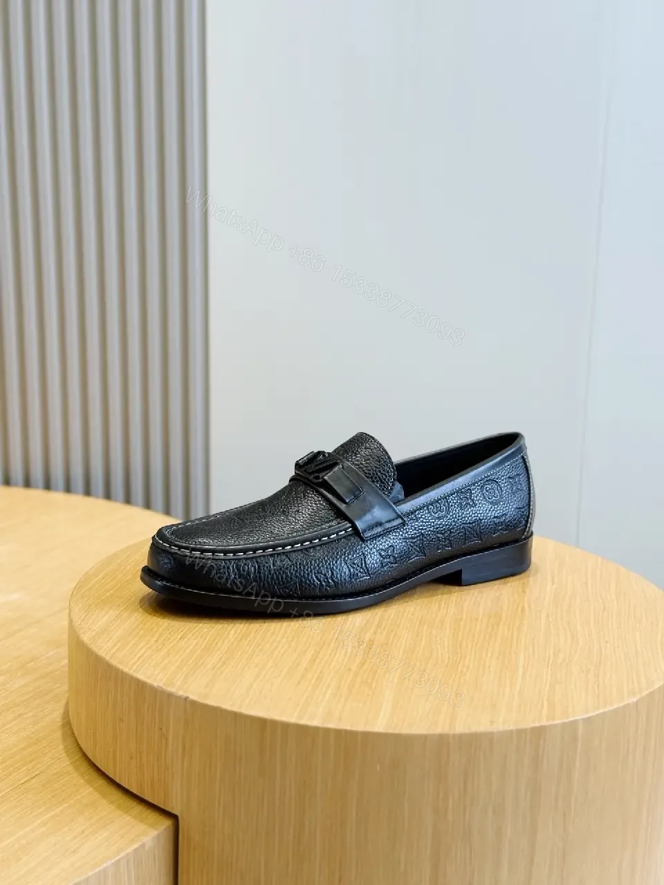 View 7 of Black Leather Moccasin Loafers with LV Buckle, Casual Style, Men’s Shoes