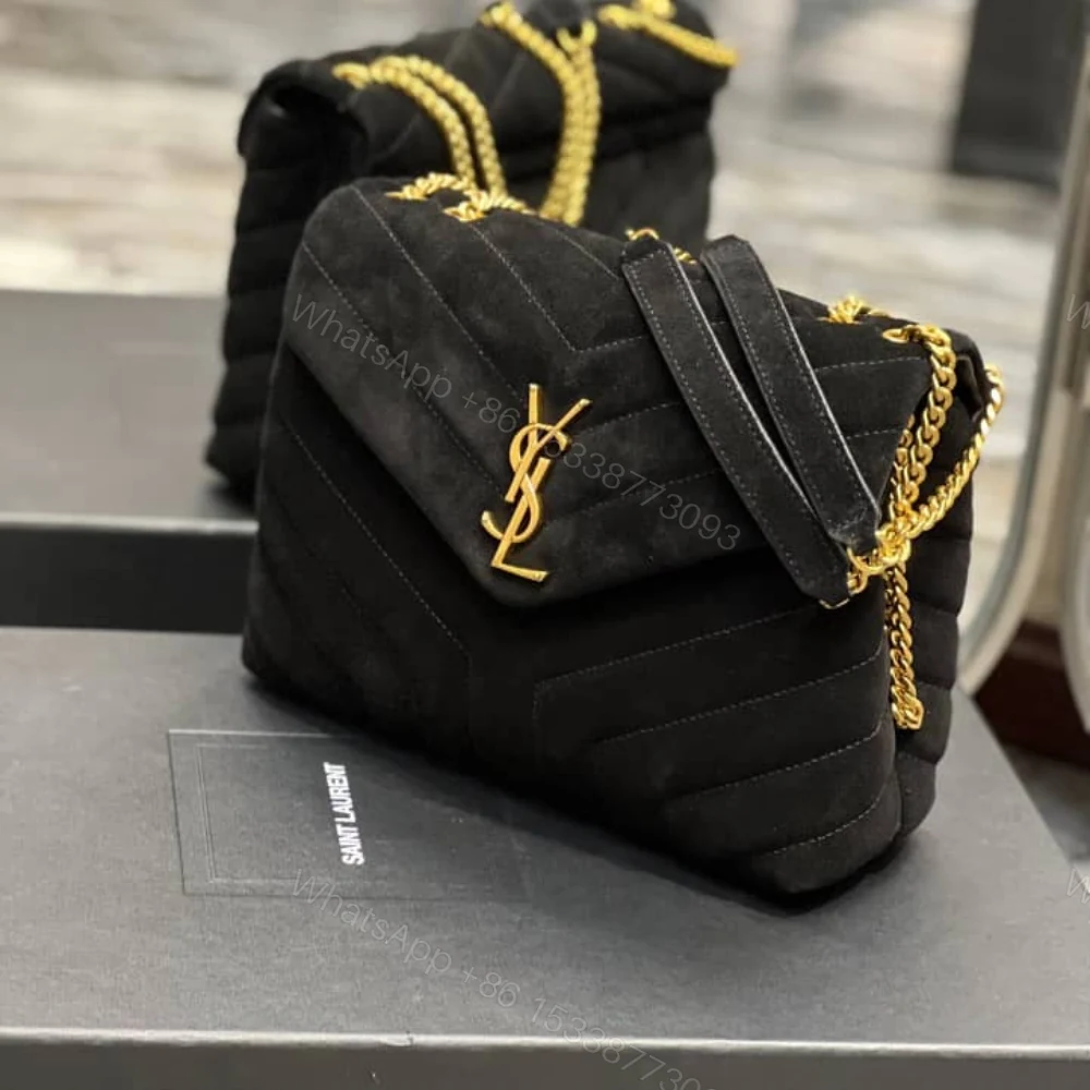 View 4 of Saint Laurent Loulou Small Flap Bag Suede Black 25Cm