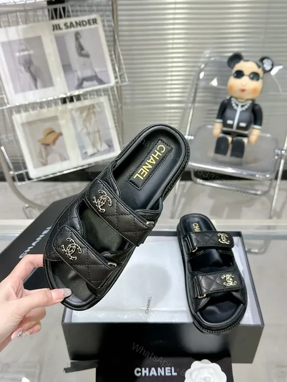 View 3 of Chanel-Inspired Leather Slides: Luxe Yet Everyday Comfort