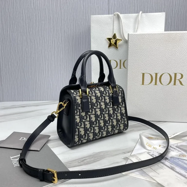 View 3 of Navy Jacquard Satchel: Luxe Structured Style Tote