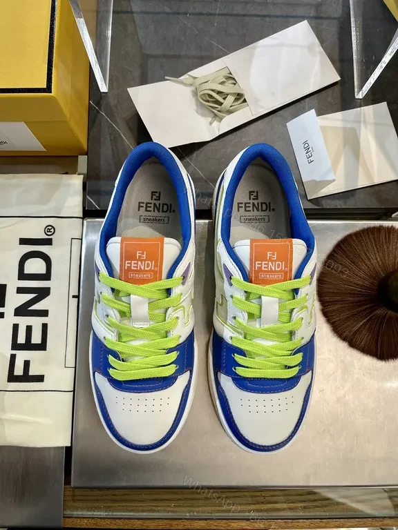 View 7 of Bold Contrast-Block Fusion High-Top Sneaker with Fendi Detailing