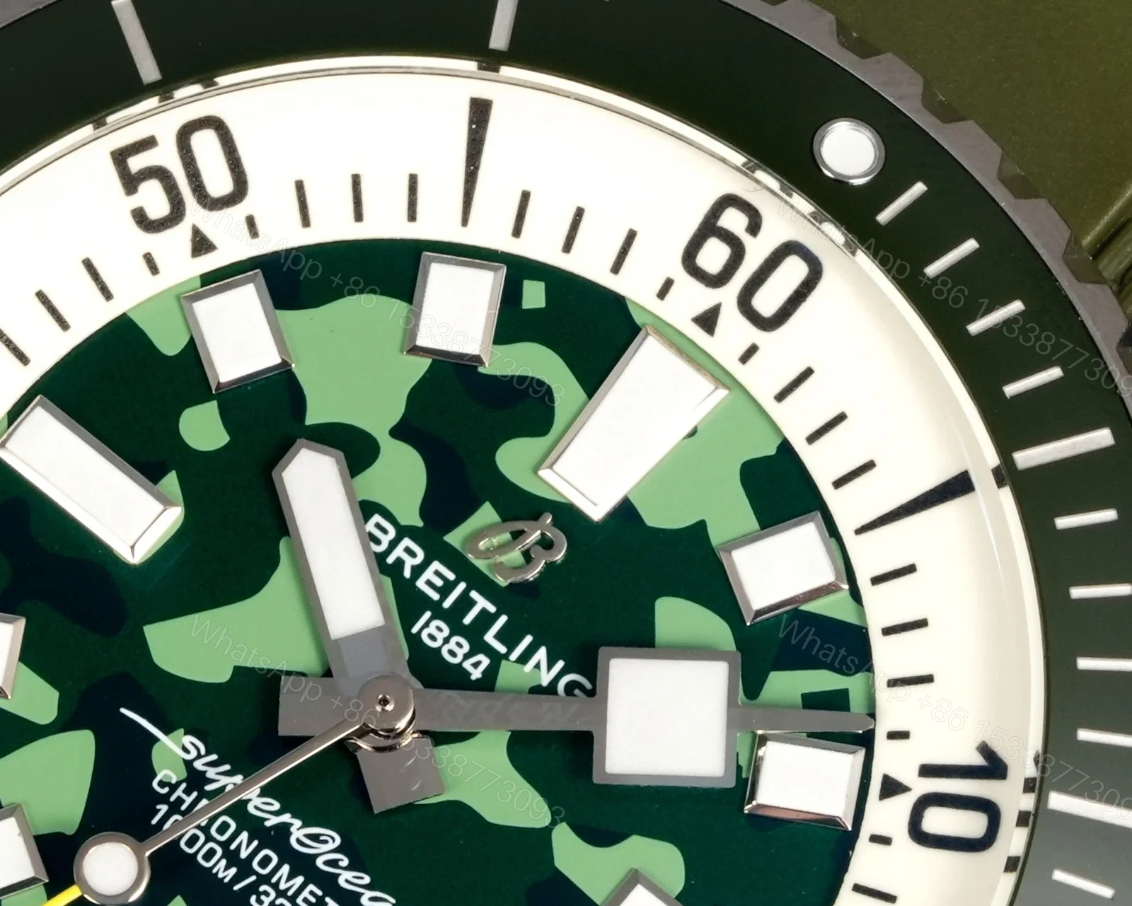 View 3 of Breitling Superocean Camouflage Replica 46MM Premium Green Rubber Strap Diver Edition BT-SO-CMF-GRN-46