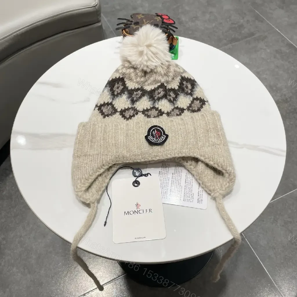Cozy Diamond Knit Beanie with Pom Pom—Premium Wool Blend — view 1