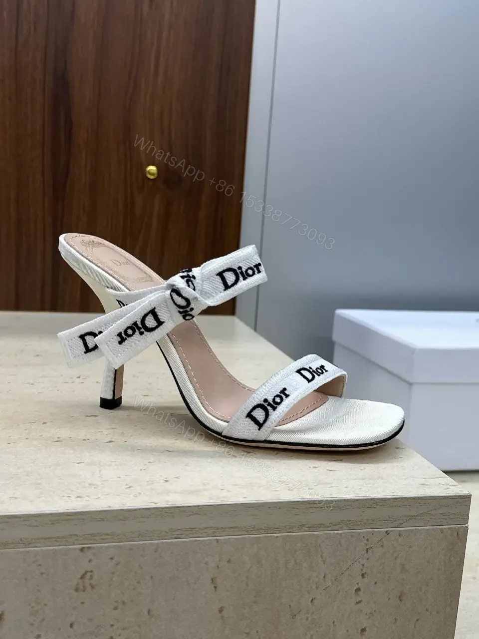 View 4 of Lightweight Strappy Heels: Open-Toe Slingback Kitten Heel, Couture Style