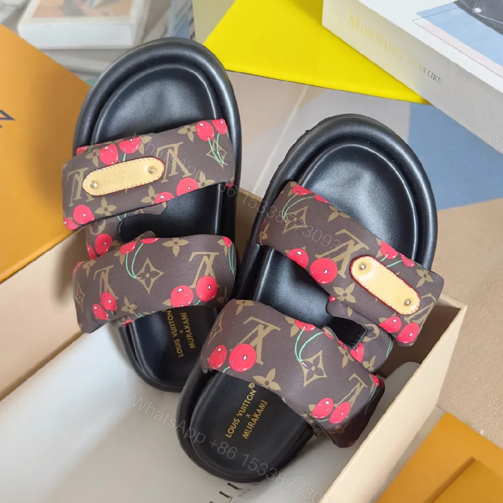 View 8 of Bold Cherry Pattern Slides: Luxe Comfort Sandals