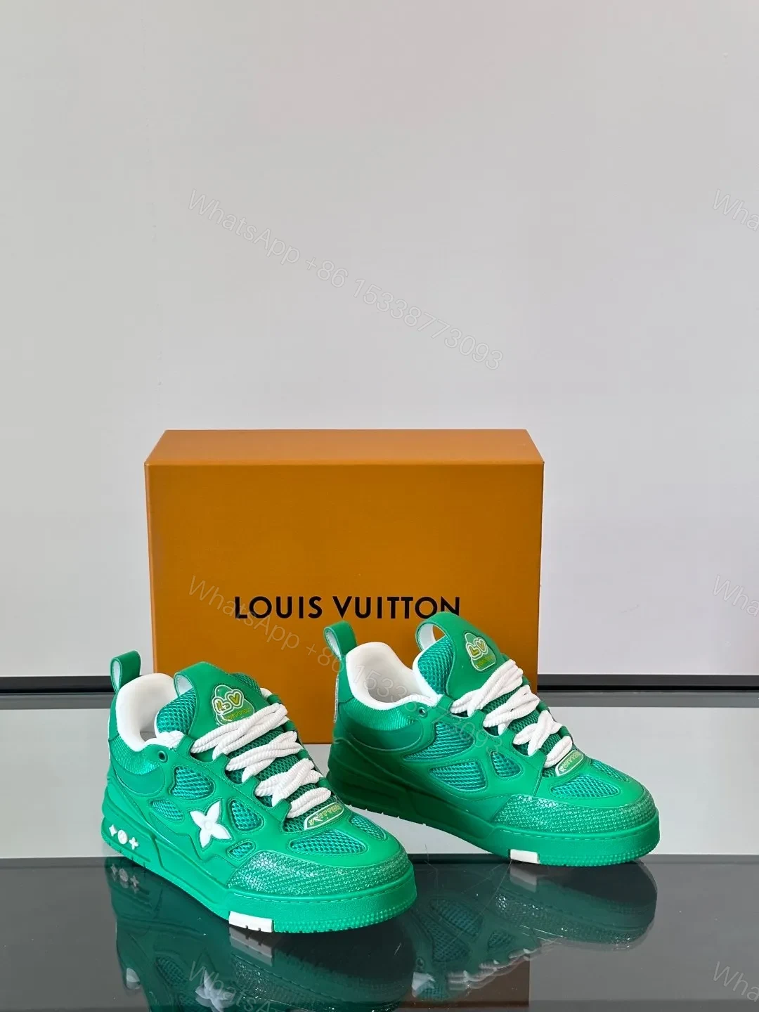 View 5 of LV Men Green Mesh Sneakers