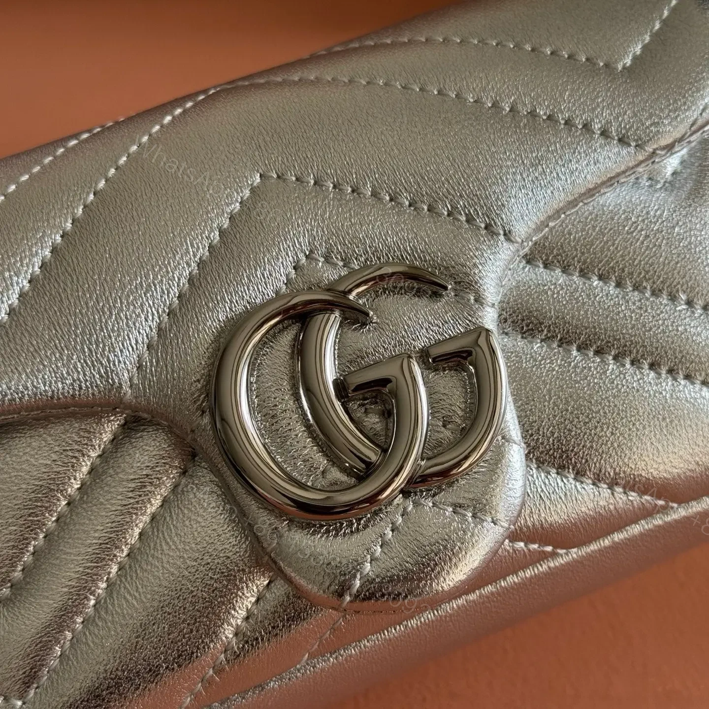 View 2 of GUCCI GG MARMONT BAG 16 IN SILVER LAMBSKIN