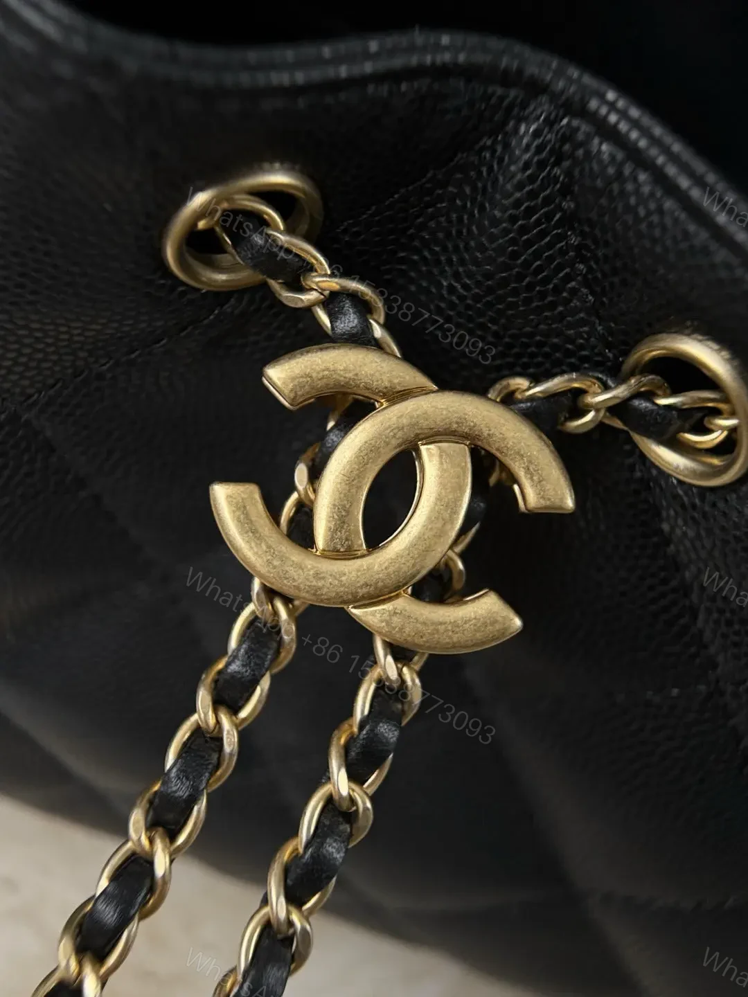 View 7 of Chanel 25 Bag Black with Gold Hardware Caviar Leather