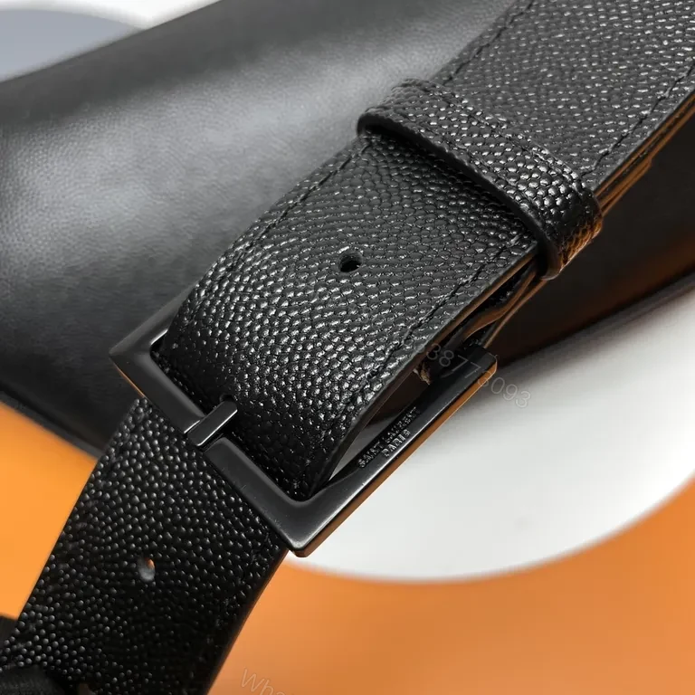 View 3 of Sleek Black Leather Belt Bag with Monogram Accent