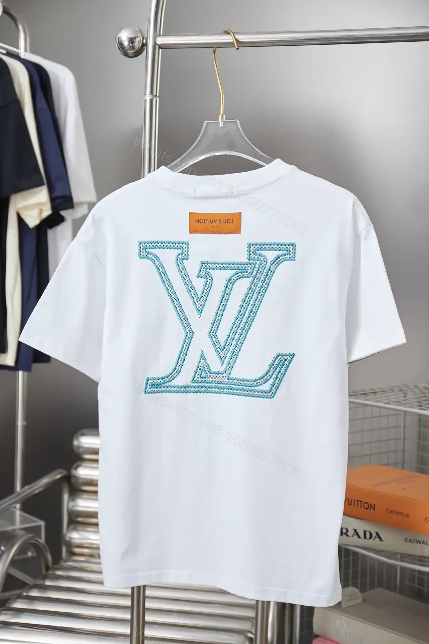 View 6 of Crystal-Trim Logo Cotton Tee - Luxe Streetwear Top