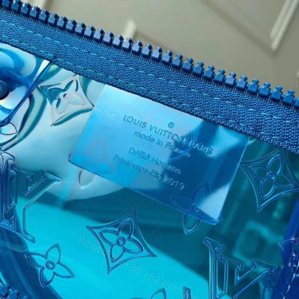 View 4 of Replica 1:1 Clone Louis Vuitton Keepall Bandouliere Monogram 50 Blue