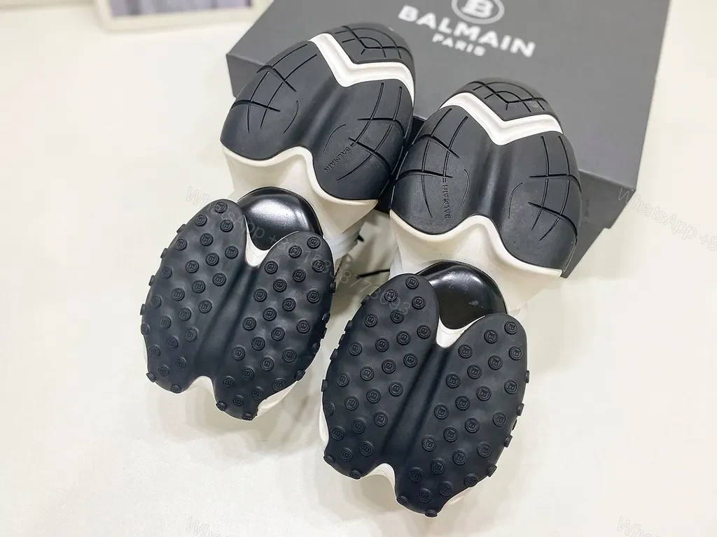 View 2 of Balmain-Style Chunky Sneakers: Premium Knit Leather, All-Day Comfort