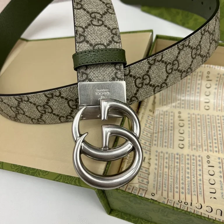 View 7 of Iconic GG Monogram Belt â€” Double-Ring Buckle Leather Edge Finish