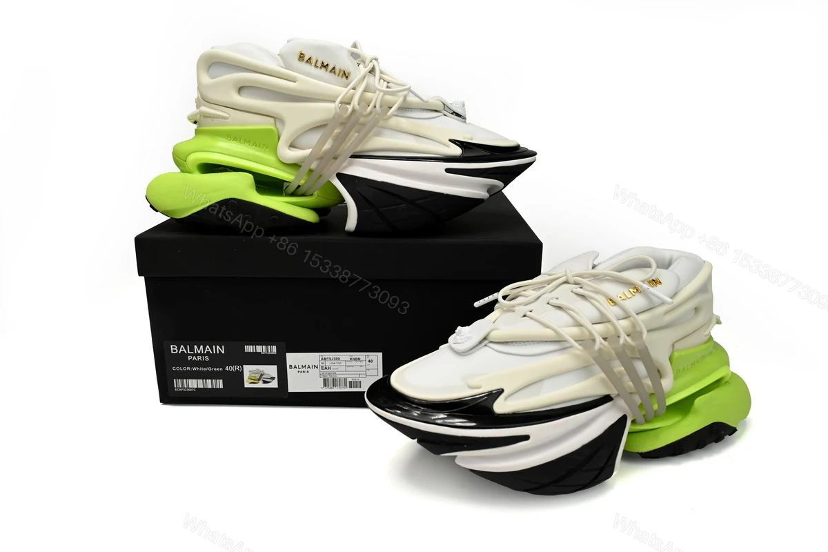 View 2 of BALMAIN Multikolor Buty sportowe Black white and green YM1VJ309