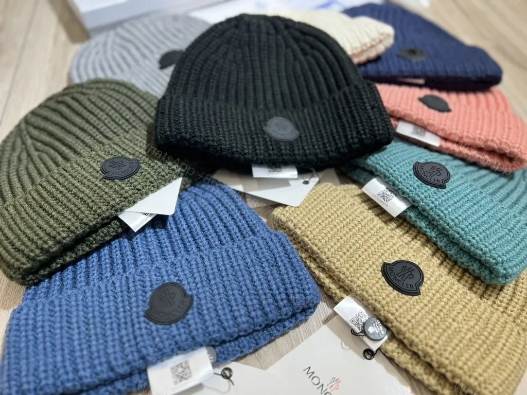 View 9 of Premium Knit Beanies: Wool-Blend, Moncler Badge, 4 Colors, Set