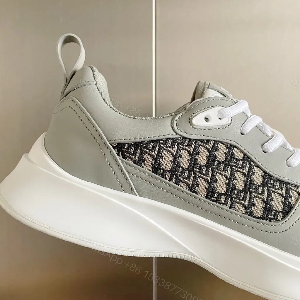 View 8 of Textured Leather-Trim Luxury Sneakers with All-Day Comfort