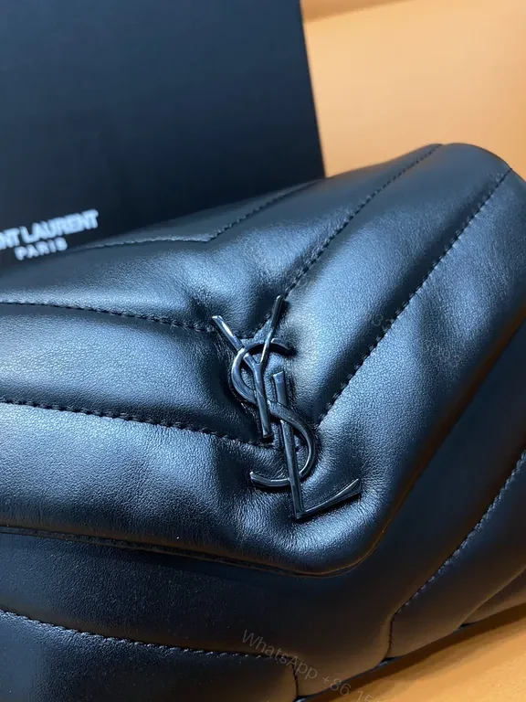 View 3 of Sleek Quilted Crossbody Leather Bag â€” YSL Noir Iconic Luxury