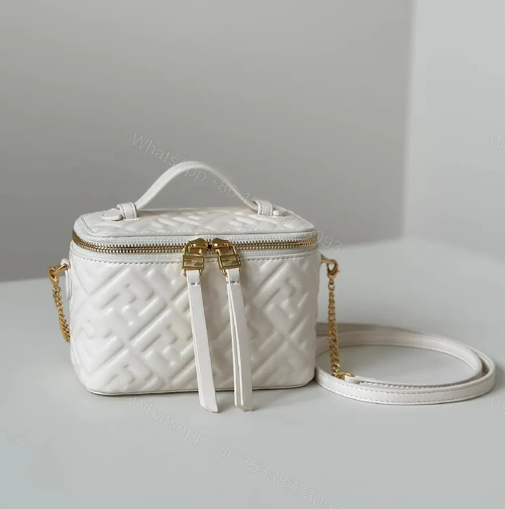 View 6 of Quilted White Satchel: Gold-Accent Compact Luxury Bag