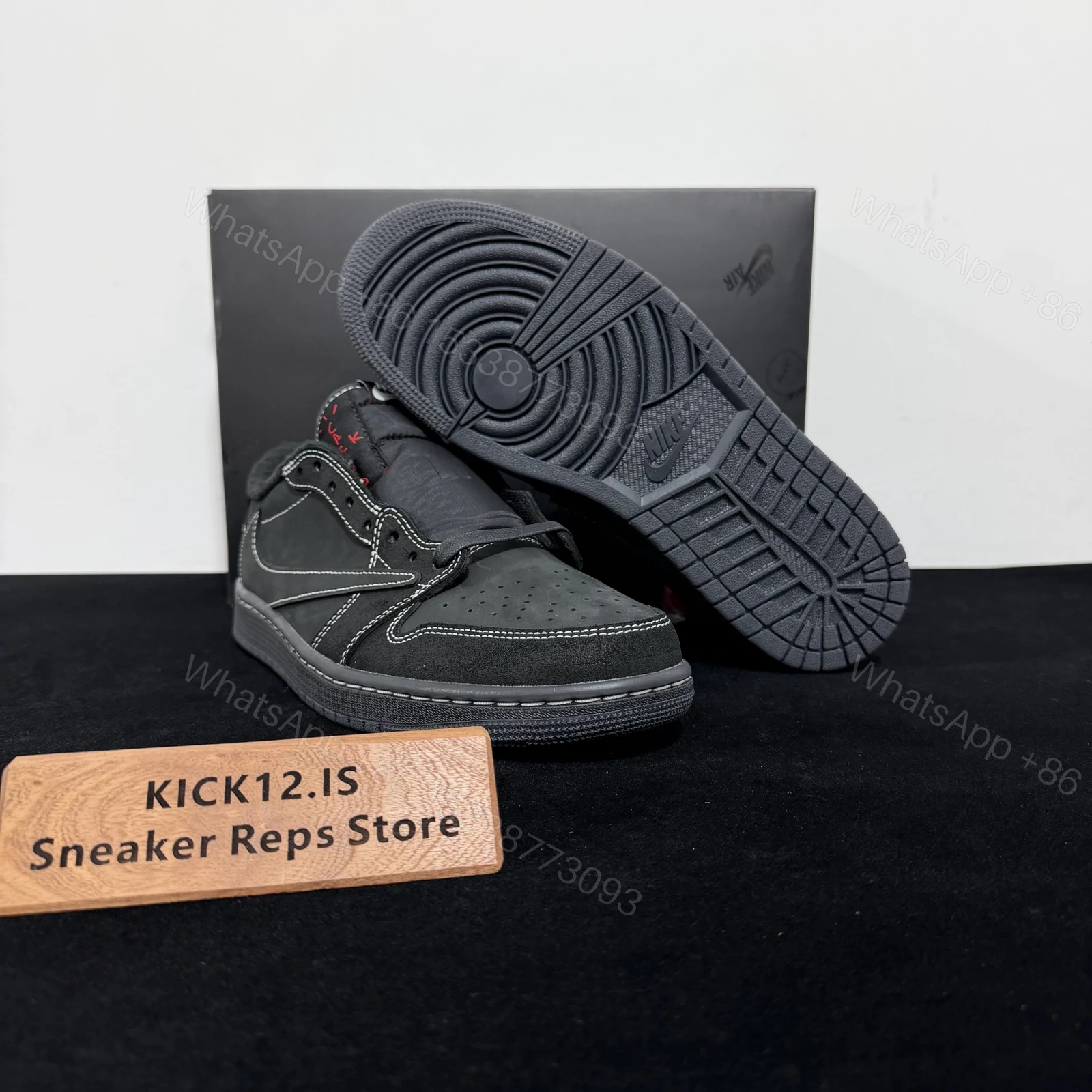 View 3 of Travis Scott x Air Jordan 1 Low “Black/Phantom” Reps