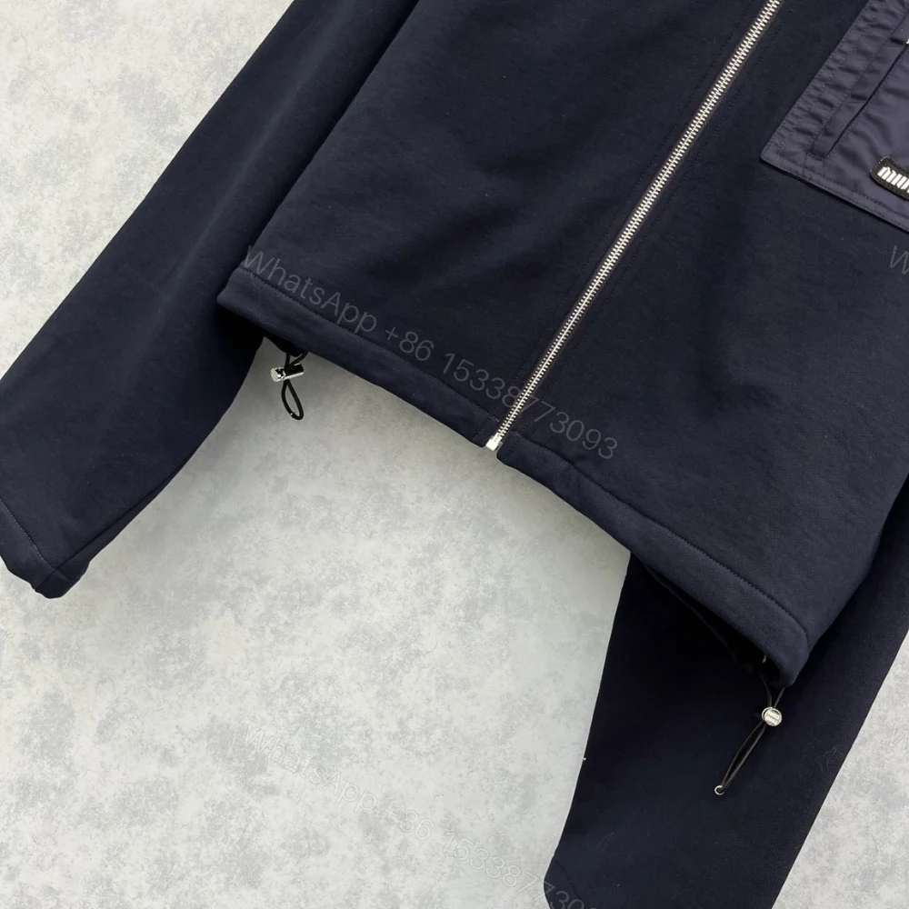 View 6 of Miumiu Zippered Fleece Jacket Navy