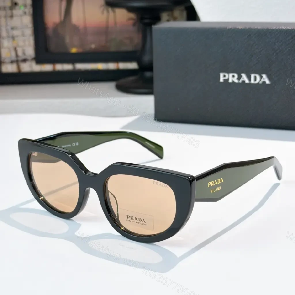 View 9 of Black Cat-Eye Oversized Sunglasses Gold Branding, Prada Milano