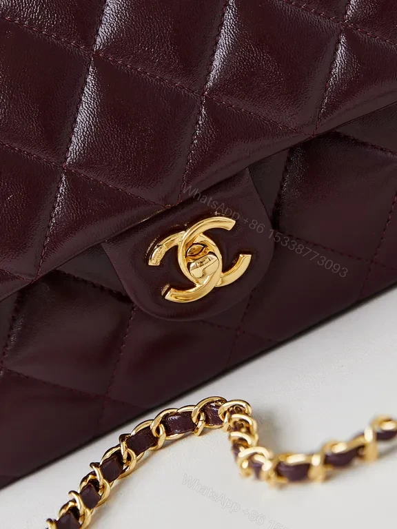View 9 of Burgundy Quilted Chain Bag: Luxury Classic with Modern Edge