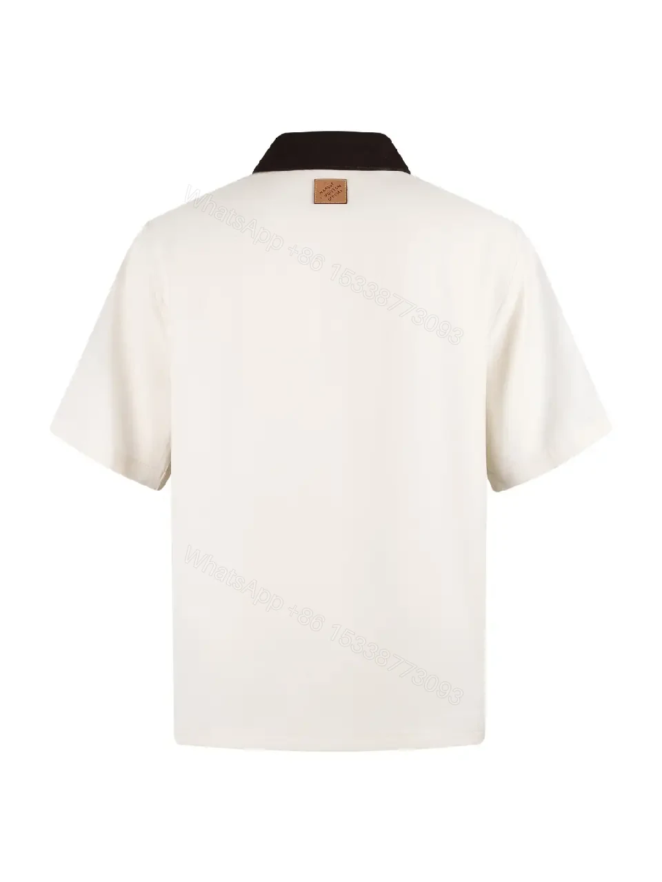 View 3 of Beige Cotton Shirt Jacket with Black Stripes, Louis Vuitton, Short Sleeve, Front Pocket, Classic Style