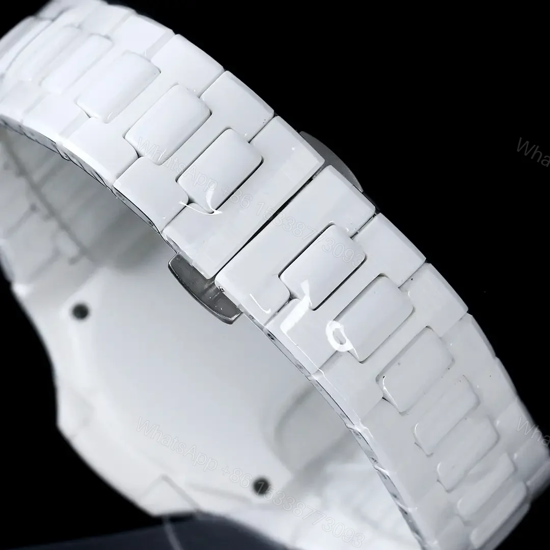 View 9 of Patek Philippe Green Yellow Nautilus Watch White Ceramic Bracelet Ultimate 40MM PP-NAU-GRN-YEL-WCER40