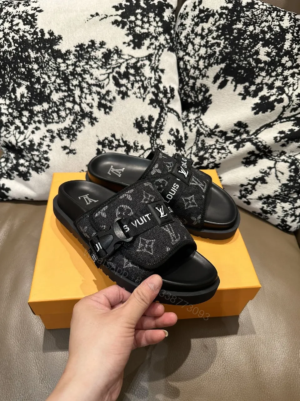 View 5 of Bold Monochrome Slides with Iconic LV Detailing