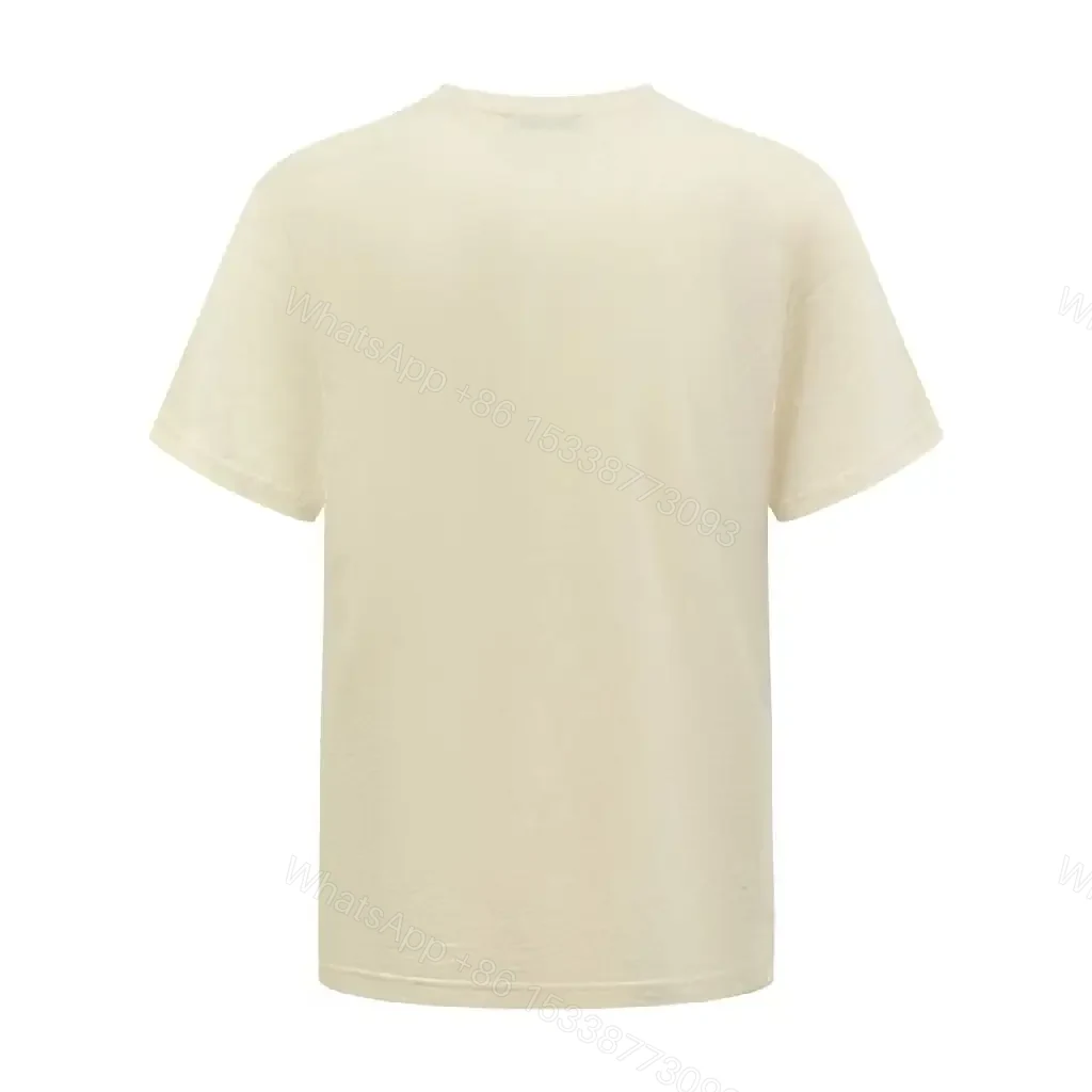 View 8 of Cream-Colored Cotton Crewneck Tee with Logo Patch, Relaxed Fit