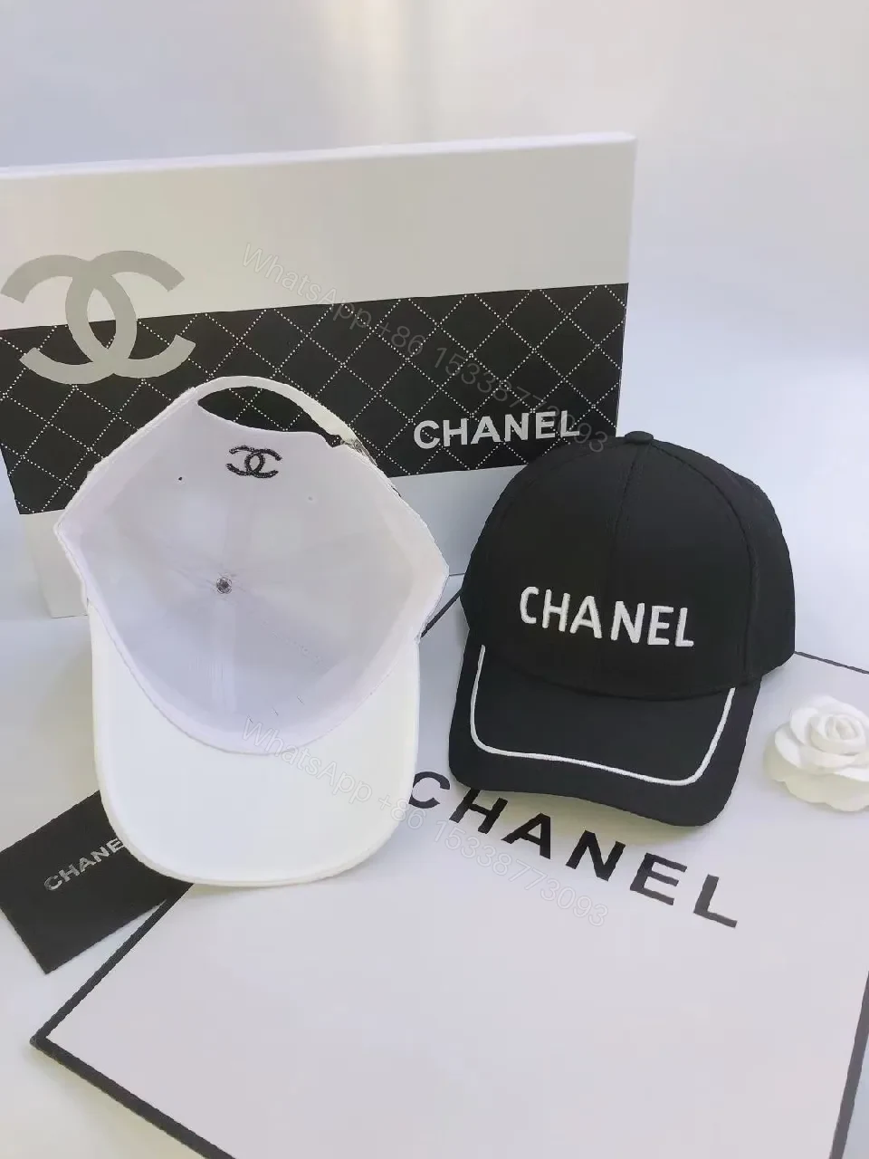 View 8 of Black/White Cotton Cap – Minimalist Luxe with Contrast Stitching, Adjustable Back
