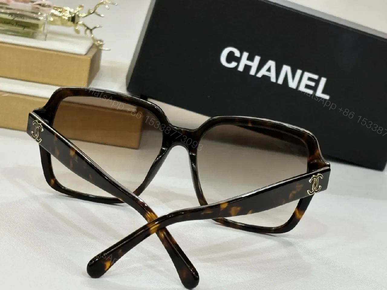 View 5 of Boldly Sophisticated Sunglasses: Oversized Tortoise Frames with Chanel Detailing