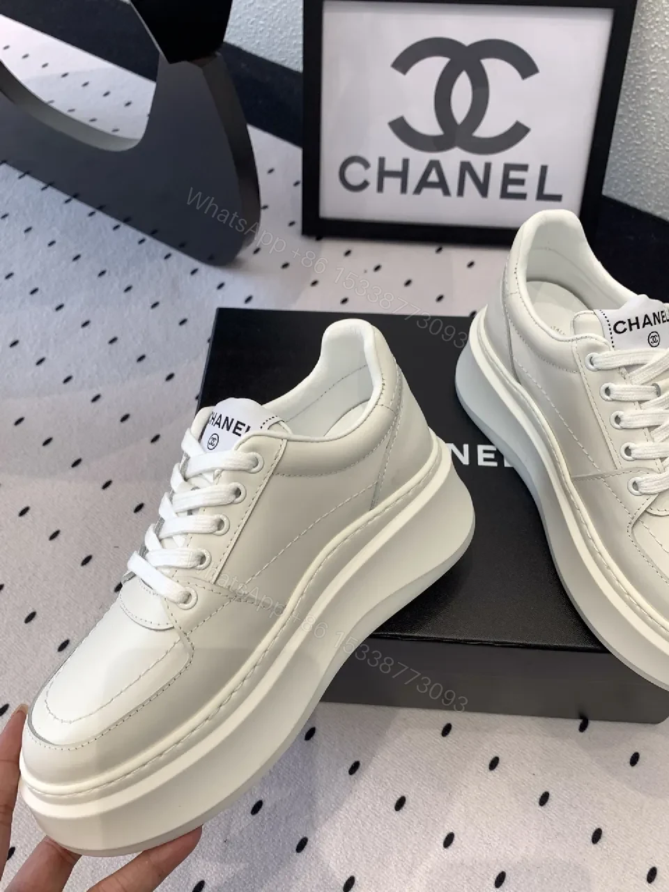 View 8 of White Leather Platform Sneakers, Elevated Luxury Footwear
