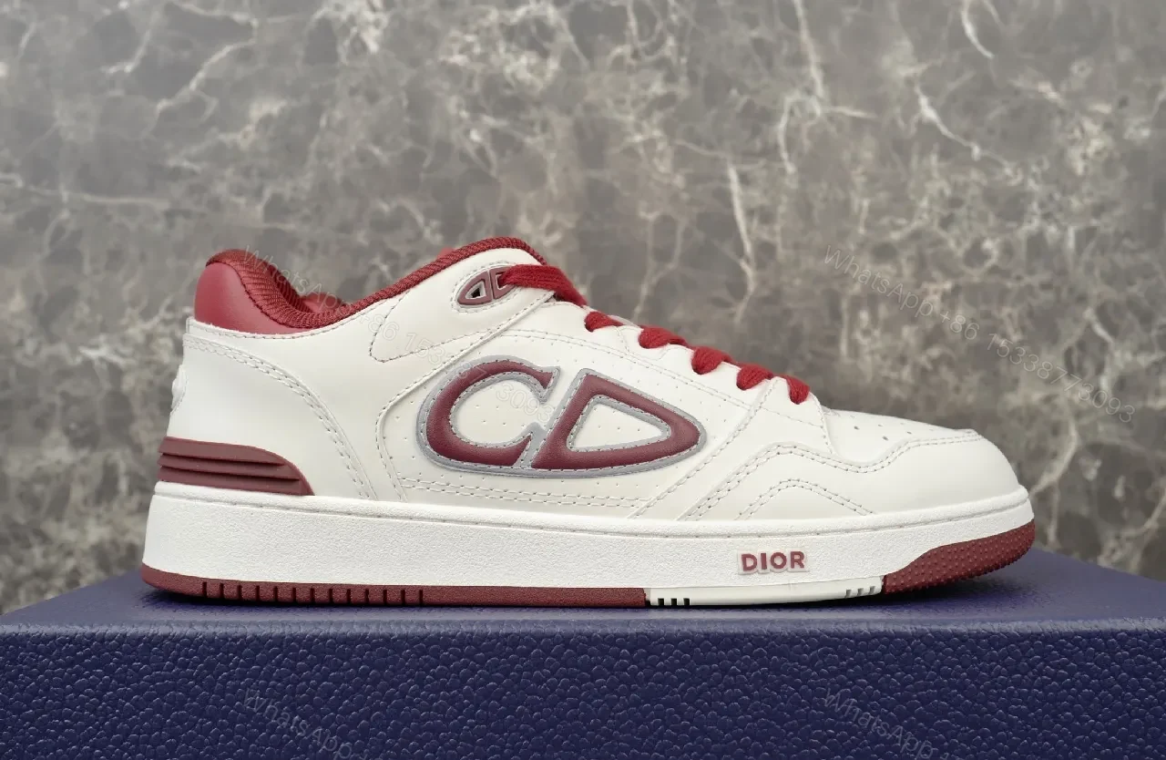 View 8 of White Leather Burgundy-Accent Sneakers: Luxe Comfort, Sporty Chic