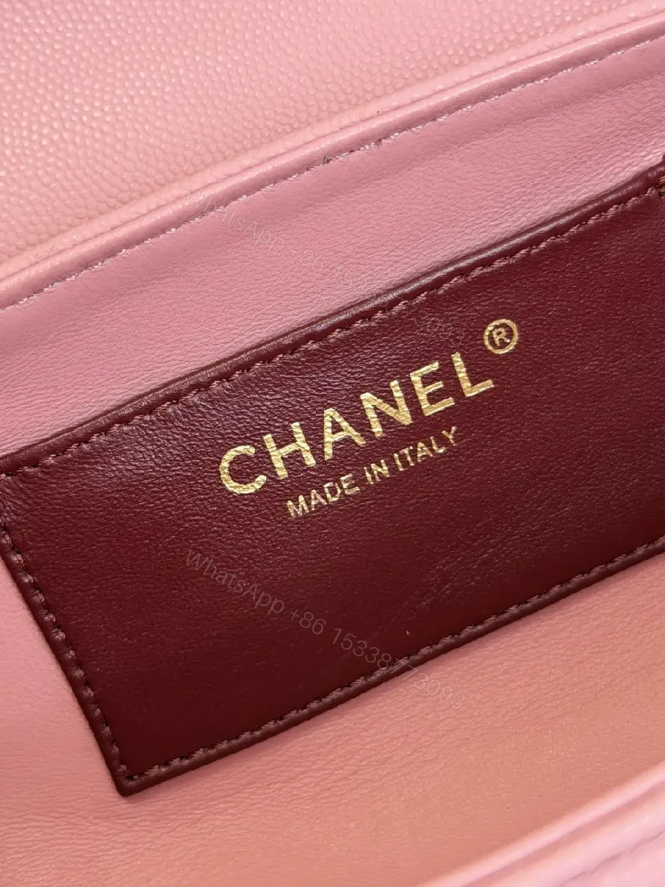 View 7 of Pink Textured Leather Shoulder Bag with Gold Logo Closure (Compact)