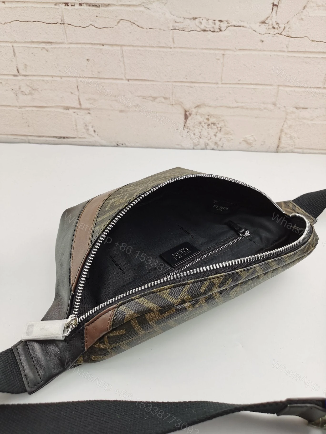 View 6 of Fendi Zip Belt Bag Zucca Coated Canvas and