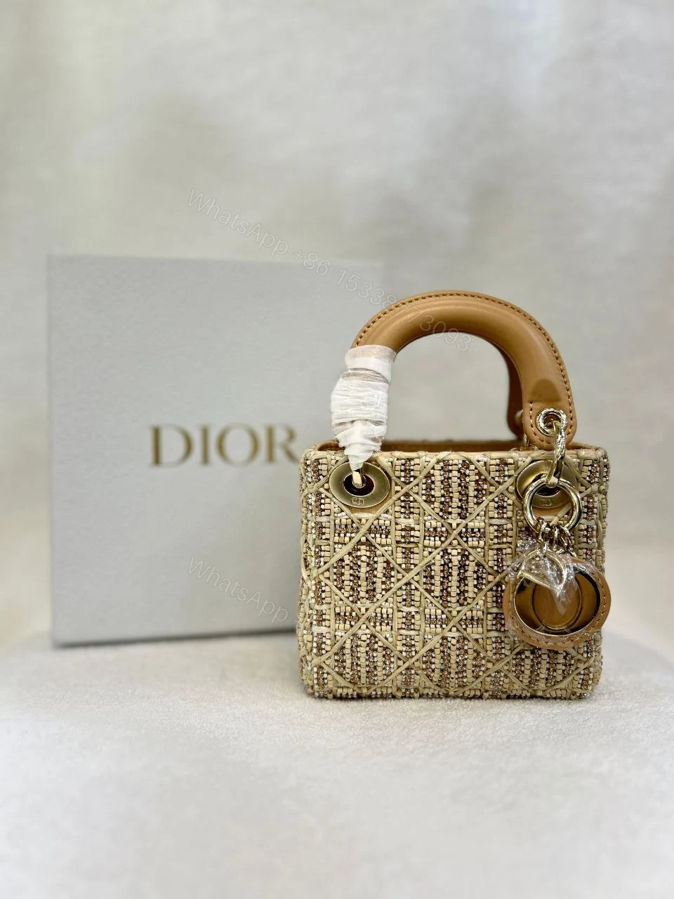 CHRISTIAN DIOR Metallic Calfskin Crystal Mini Lady Dior — view 1