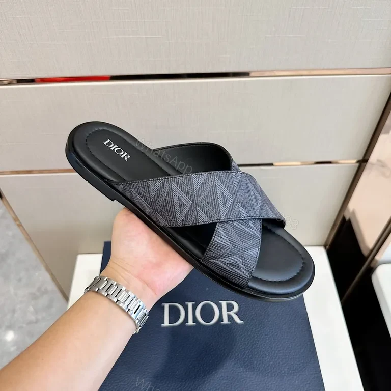 Black Jacquard Dior Slides â€” Premium Comfort Sandals — view 1