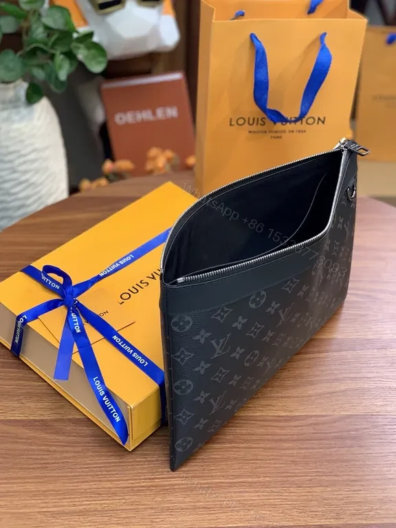 View 6 of Charcoal Monogram Canvas Clutch â€” Compact Luxury, All-Day Versatility